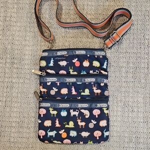 LeSportsac Small Animal Print Crossbody Bag Cat Hedgehog Chameleon Pig Snail